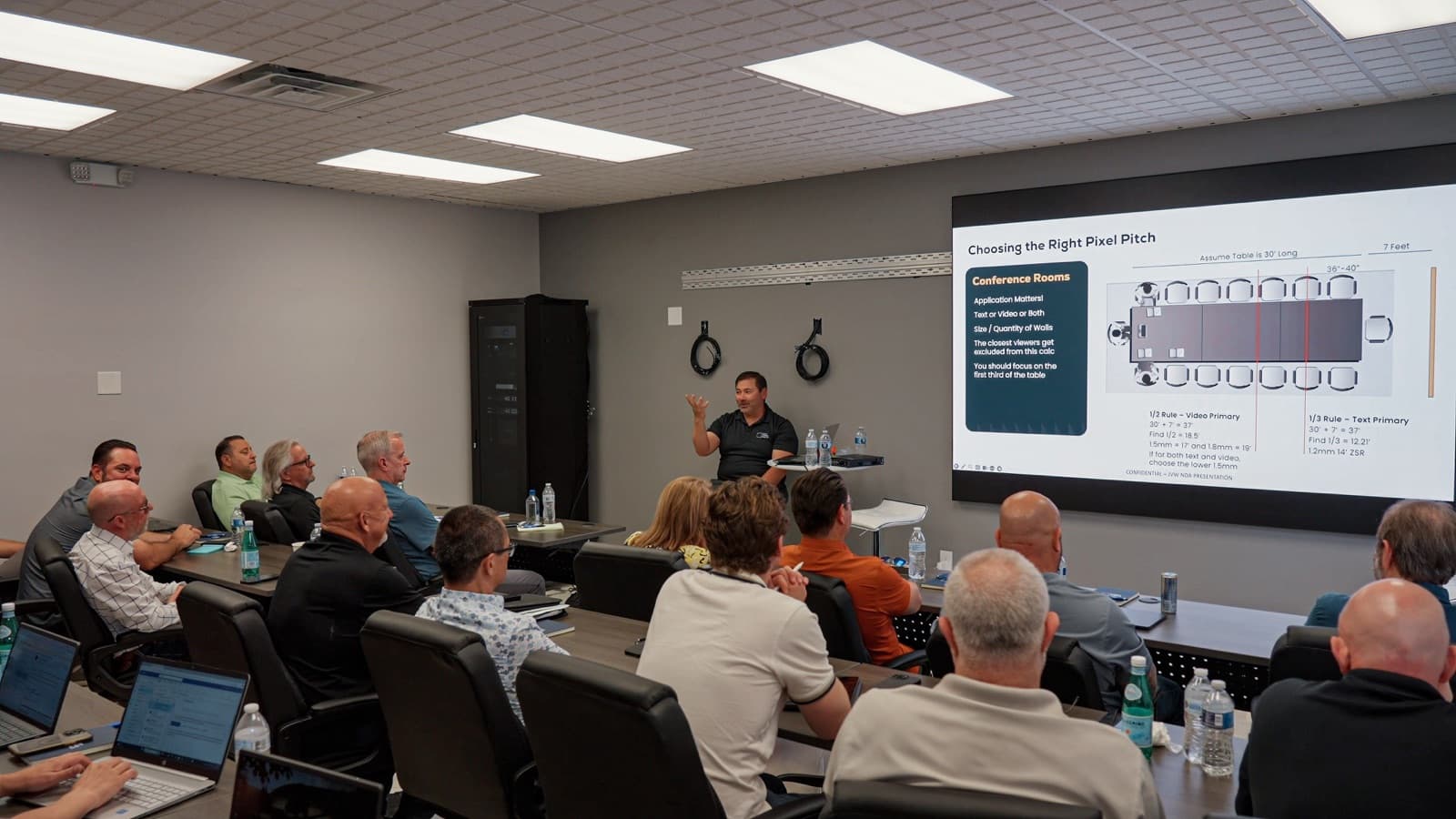 Dealer training class on pixel pitch and video wall design